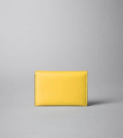 Business card holder in Yellow Leather