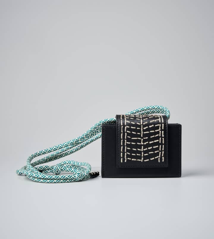 Leather goods Kantha Umbrella Wallet with Straps